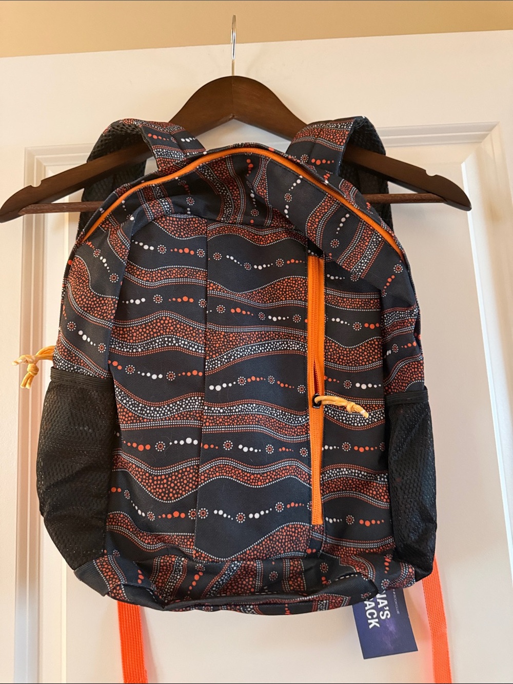 Women's small Black Backpack with Orange Accents -  Pack